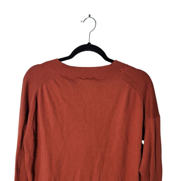 Matty M Womens Sz L Rust Solid Long Sleeve V-Neck Sweater - Picture 4 of 10